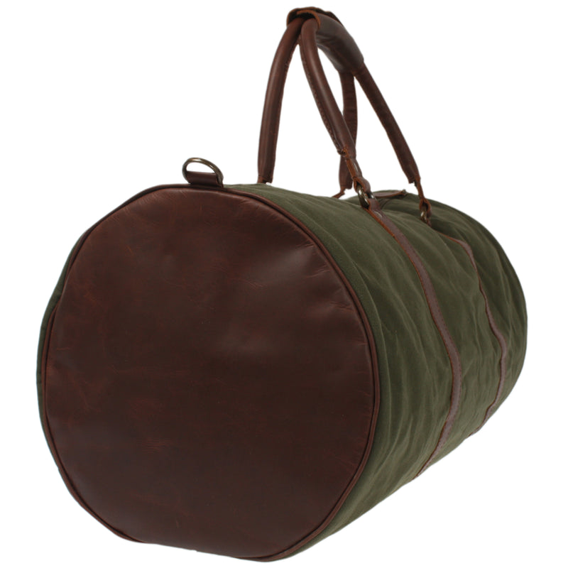 Leconi großer Weekender Reisetasche Sporttasche Leder Canvas grün LE2026 Fabrik Onlineshop
