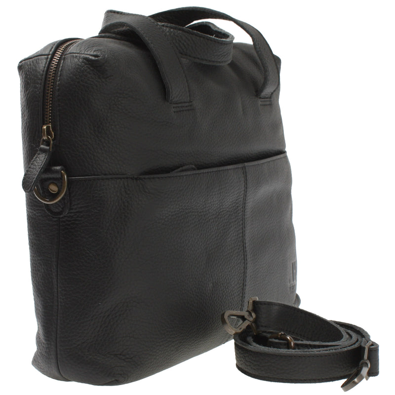 Leconi Schultertasche Henkeltasche Shopper DIN A4 Handtasche Damen Leder schwarz LE0059 Rabatt