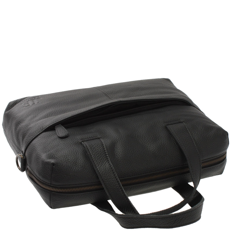 Leconi Schultertasche Henkeltasche Shopper DIN A4 Handtasche Damen Leder schwarz LE0059 Rabatt