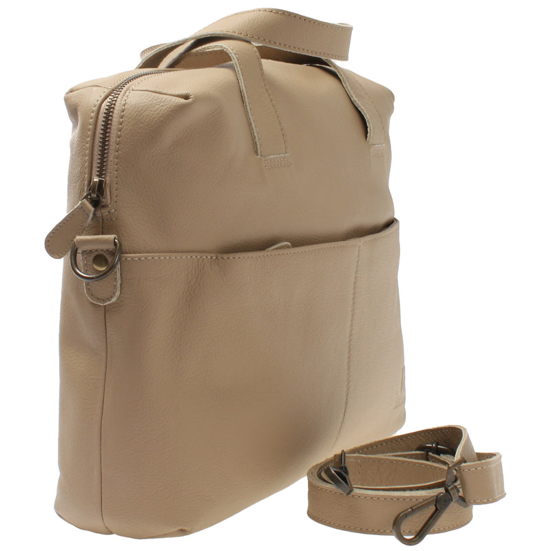 Leconi Schultertasche Henkeltasche Shopper DIN A4 Handtasche Damen Leder sand LE0059 Günstig kaufen