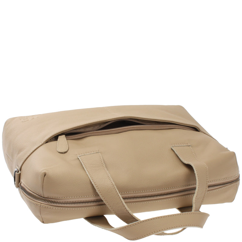 Leconi Schultertasche Henkeltasche Shopper DIN A4 Handtasche Damen Leder sand LE0059 Günstig kaufen