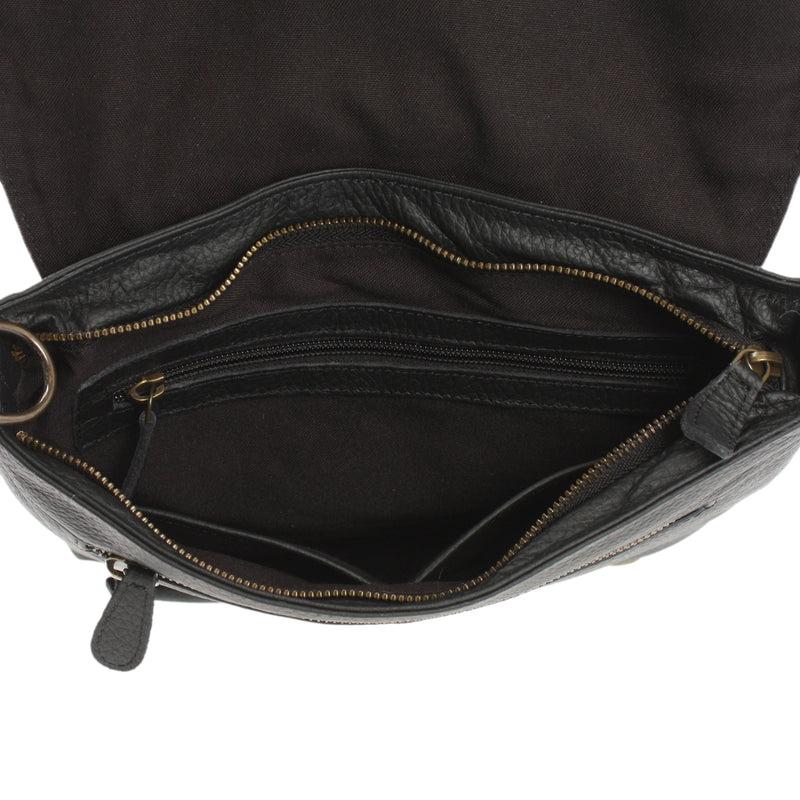 Leconi Umhängetasche Ledertasche Damen Schultertasche Leder schwarz LE3073 Großer Ausverkauf