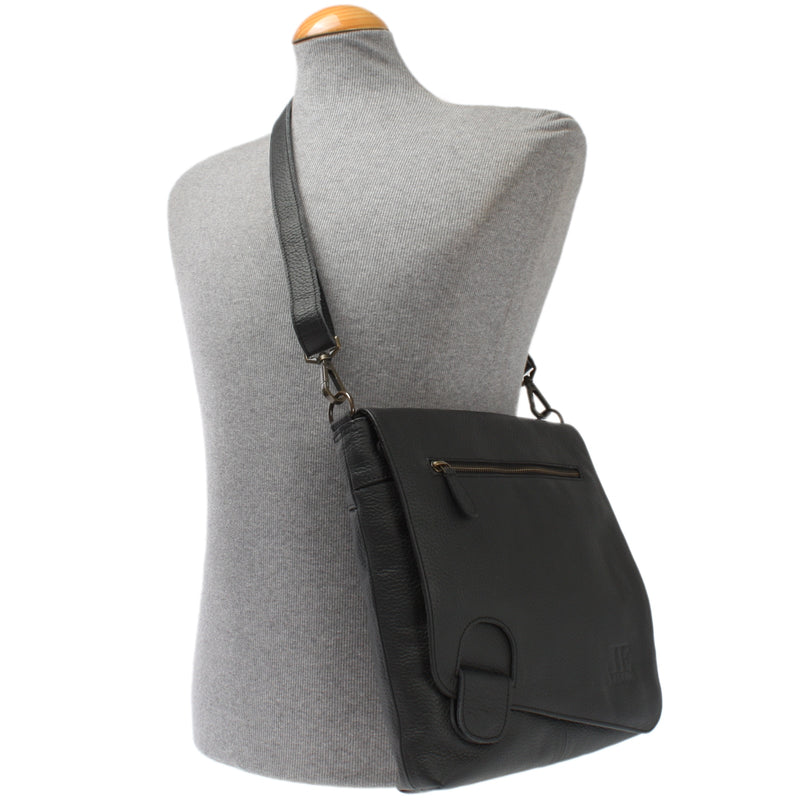 Leconi Umhängetasche Ledertasche Damen Schultertasche Leder schwarz LE3073 Großer Ausverkauf