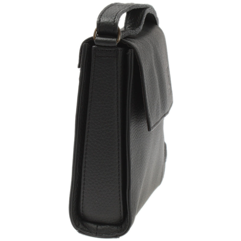 Leconi kleine Schultertasche Umhängetasche Damentasche Leder schwarz LE3082 Flash Sale