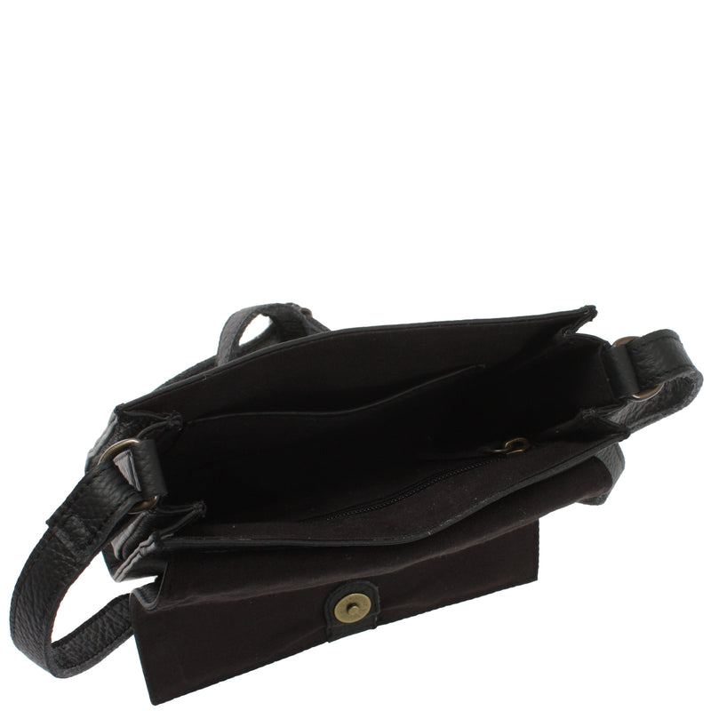 Leconi kleine Schultertasche Umhängetasche Damentasche Leder schwarz LE3082 Flash Sale