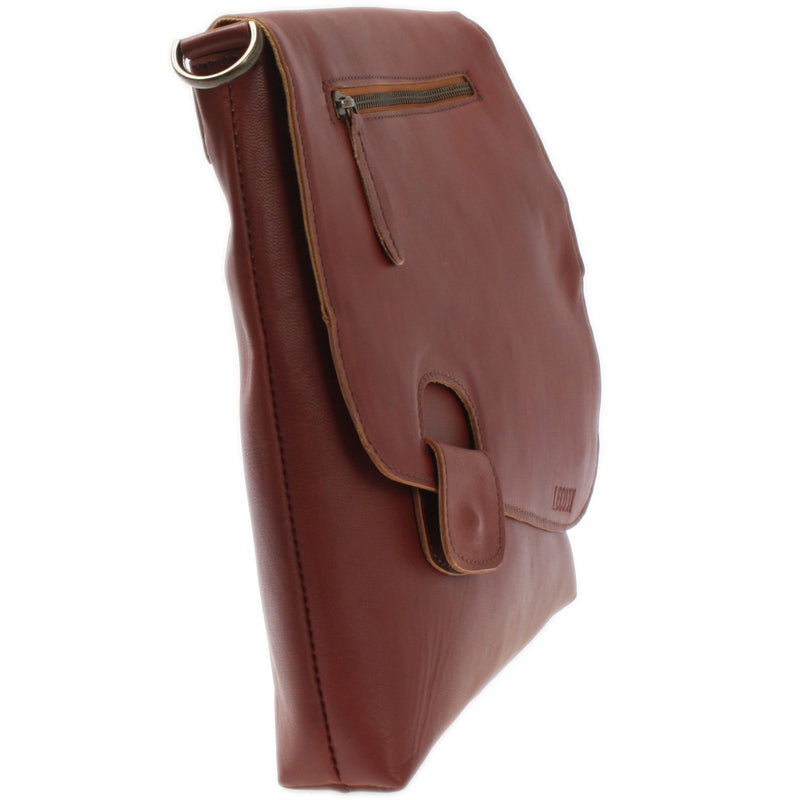Leconi Umhängetasche Ledertasche Schultertasche Leder rotbraun LE3027 Begrenztes Angebot