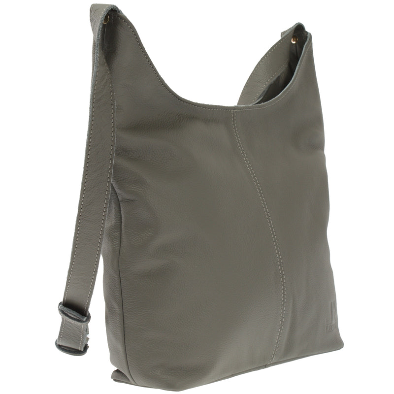 Leconi mittlere Umhängetasche Schultertasche Beuteltasche Damentasche Leder oliv LE0072 Saisonschlussverkauf
