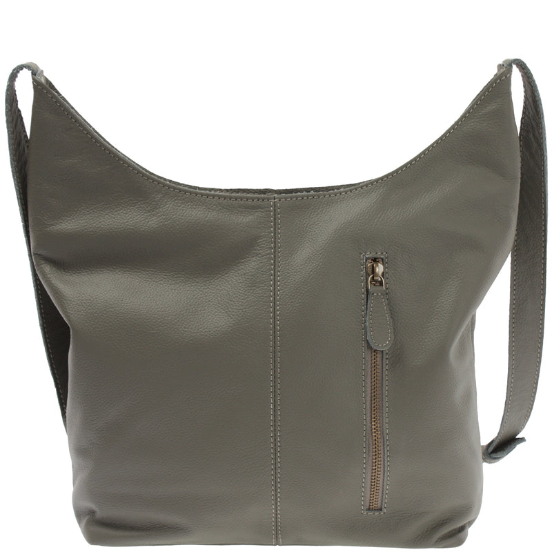 Leconi mittlere Umhängetasche Schultertasche Beuteltasche Damentasche Leder oliv LE0072 Saisonschlussverkauf