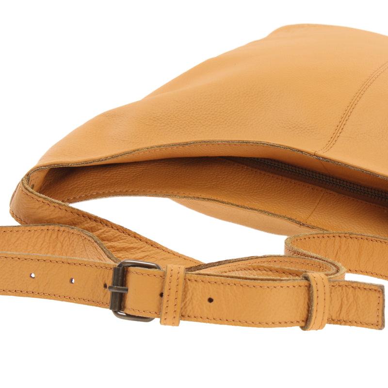 Leconi mittlere Umhängetasche Schultertasche Beuteltasche Damentasche Leder senf LE0072 Black Friday