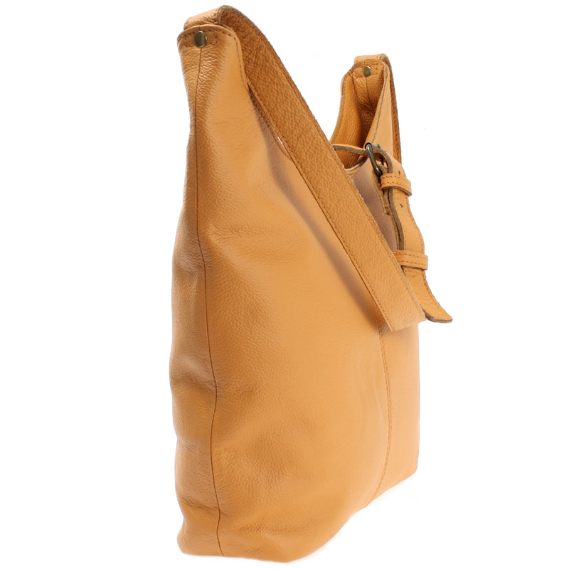 Leconi mittlere Umhängetasche Schultertasche Beuteltasche Damentasche Leder senf LE0072 Black Friday