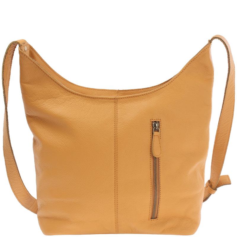 Leconi mittlere Umhängetasche Schultertasche Beuteltasche Damentasche Leder senf LE0072 Black Friday