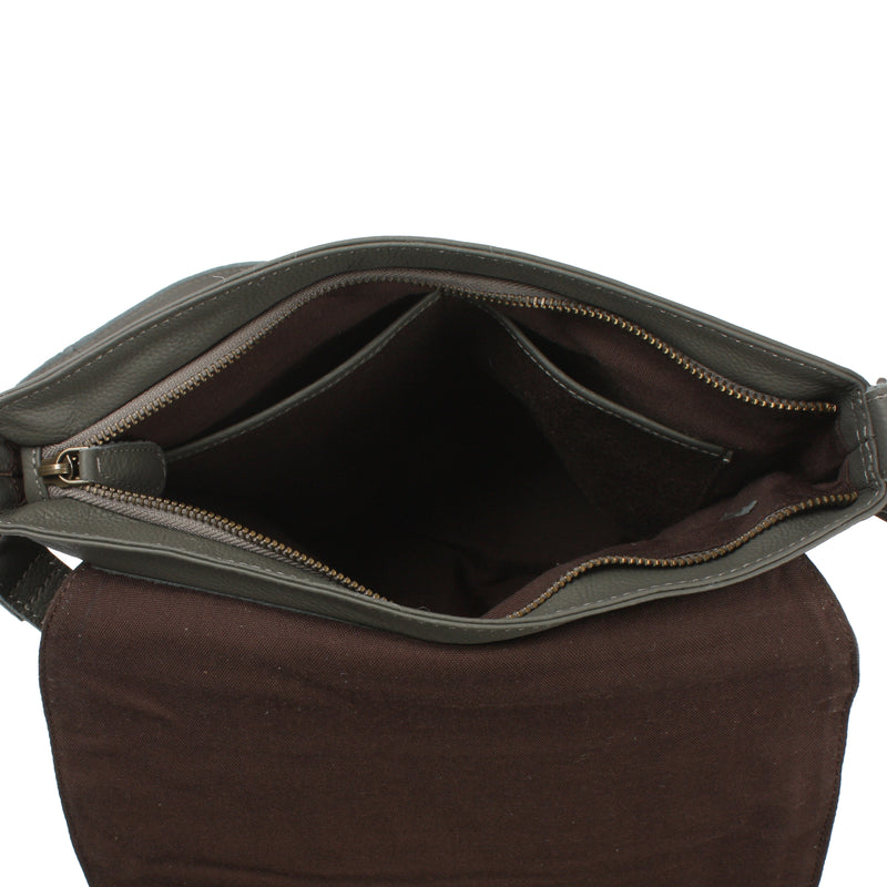 Leconi Umhängetasche Ledertasche Damen Schultertasche Leder oliv LE3073 Cyber Monday