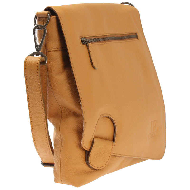 Leconi Umhängetasche Ledertasche Damen Schultertasche Leder senf LE3073 Osterangebot