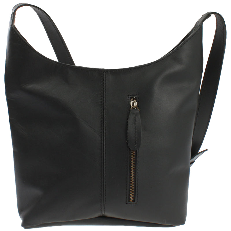 Leconi mittlere Umhängetasche Schultertasche Damentasche Leder schwarz LE0073 Muttertagsangebot