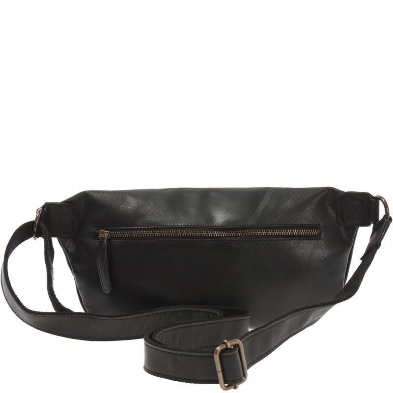 Leconi große Bauchtasche Umhängetasche Crossbody Ledertasche Leder schwarz LE3087 Valentinstagsangebot