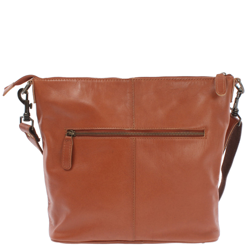 Leconi Umhängetasche Schultertasche Damentasche Ledertasche Leder cognac LE3067 Lagerräumung