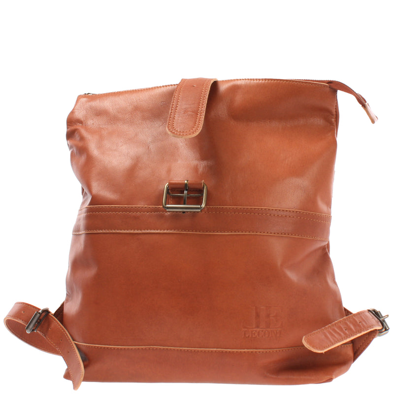 Leconi kleiner Roll Top Cityrucksack Rucksack Leder cognac LE1027 Top Angebot