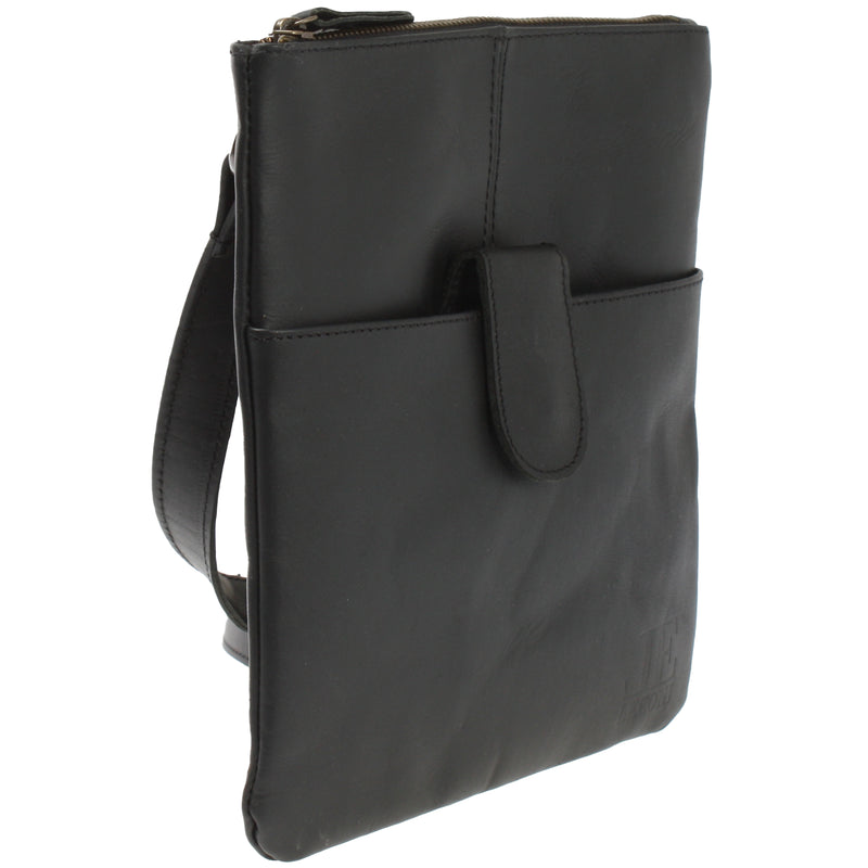 Leconi kleine Umhängetasche Damentasche Herrentasche Ledertasche schwarz LE3060 Neueste Mode