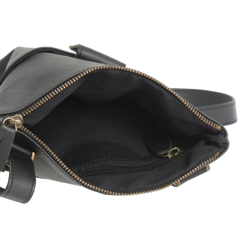 Leconi kleine Umhängetasche Damentasche Herrentasche Ledertasche schwarz LE3060 Neueste Mode