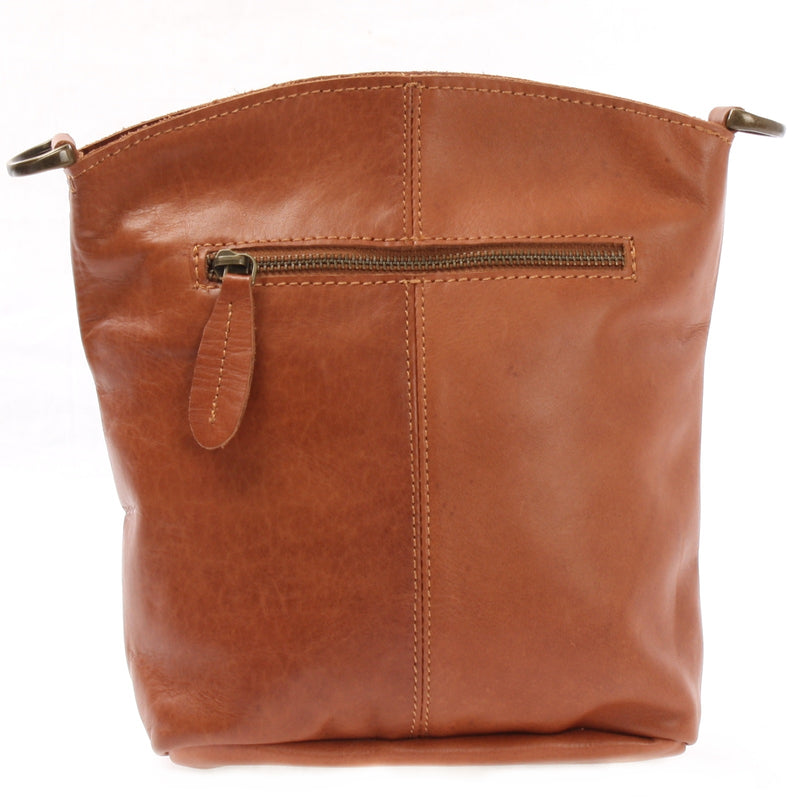 Leconi kleine Umhängetasche Schultertasche Freizeittasche Leder cognac LE3049 Online Outlet