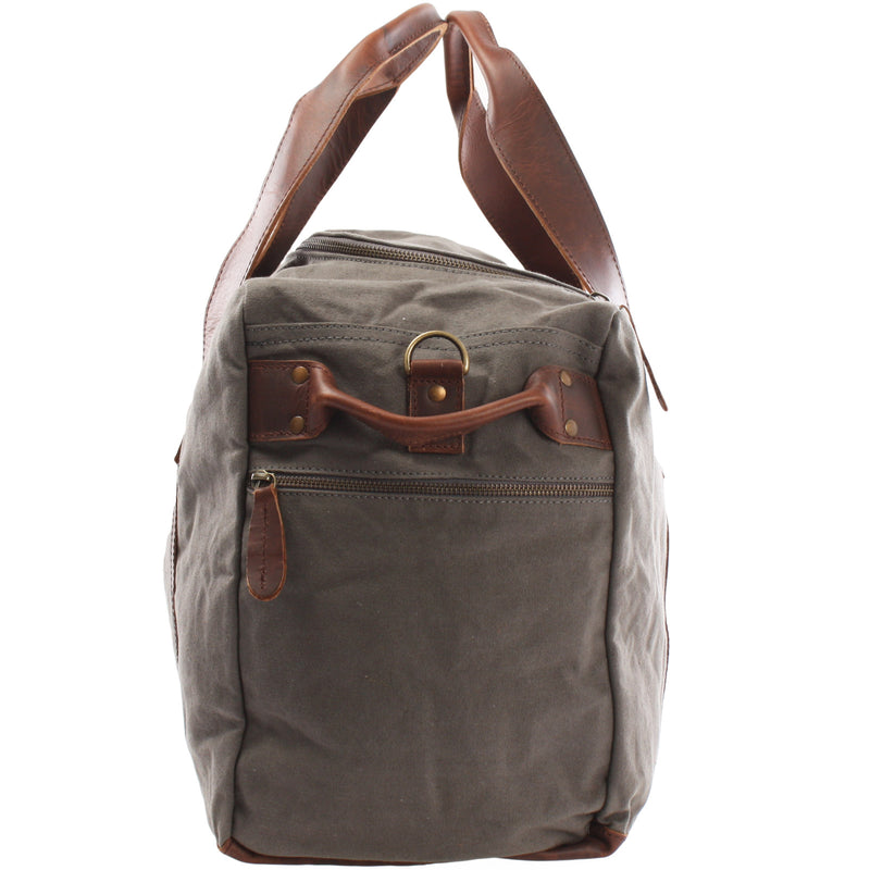 Leconi Weekender Sporttasche Reisetasche Damen Herren Leder Canvas grau LE2014 Zeitlich begrenztes Angebot