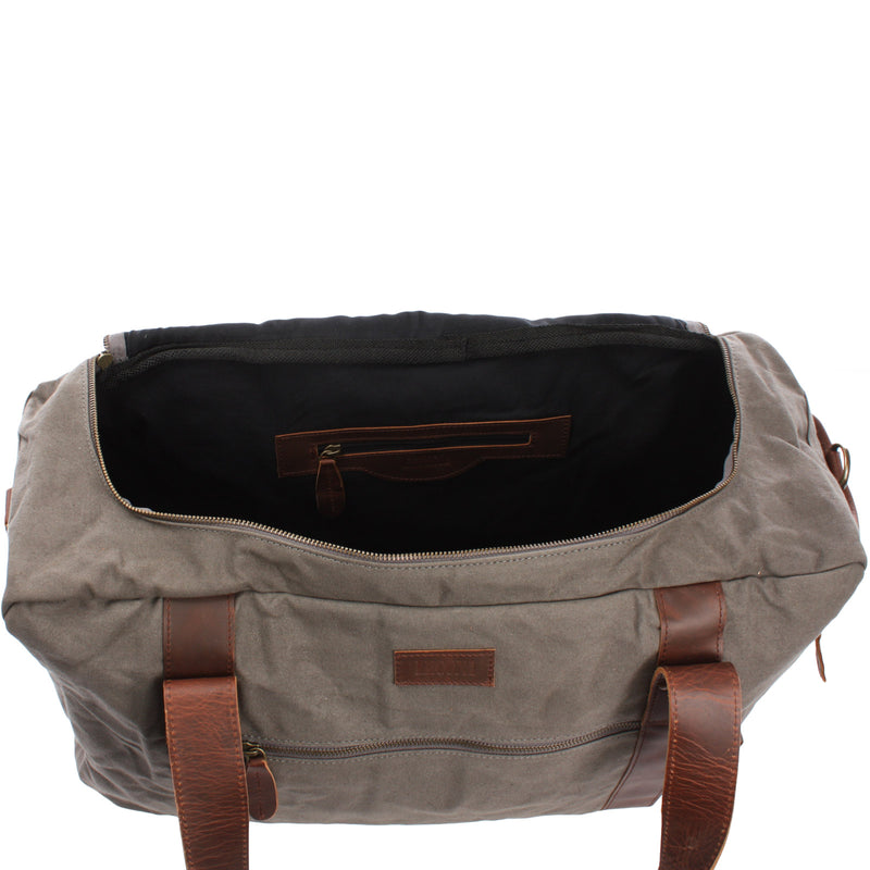 Leconi Weekender Sporttasche Reisetasche Damen Herren Leder Canvas grau LE2014 Zeitlich begrenztes Angebot