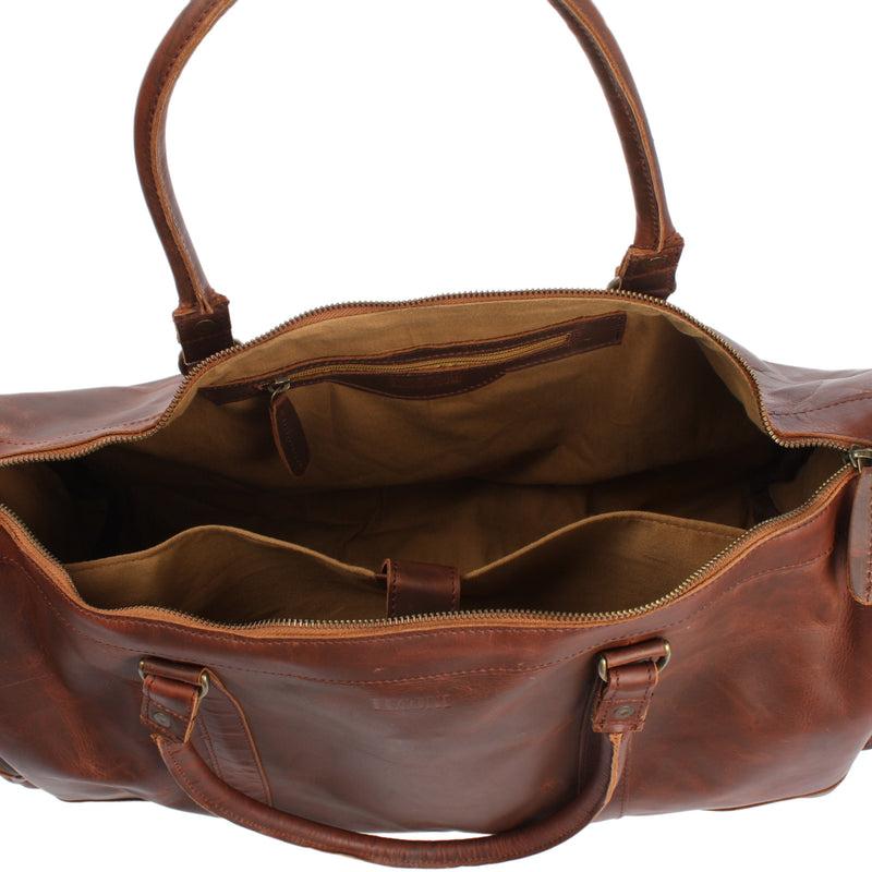 Leconi Reisetasche Weekender Sporttasche Damen Herren Leder braun LE2017 Exklusive Angebote
