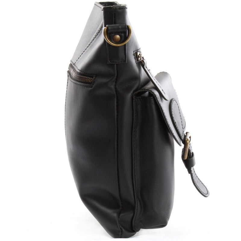 Leconi Umhängetasche Schultertasche Ledertasche Leder schwarz LE3084 Blitzangebot