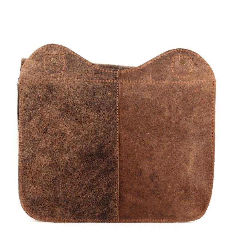Leconi Umhängetasche Schultertasche Freizeittasche Büffelleder klein vintage braun LE3061 Neuheiten