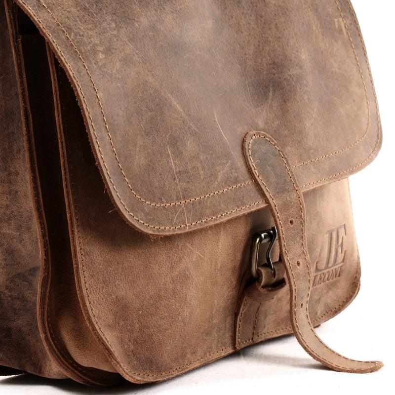 Leconi Umhängetasche Schultertasche Freizeittasche Büffelleder klein vintage braun LE3061 Neuheiten