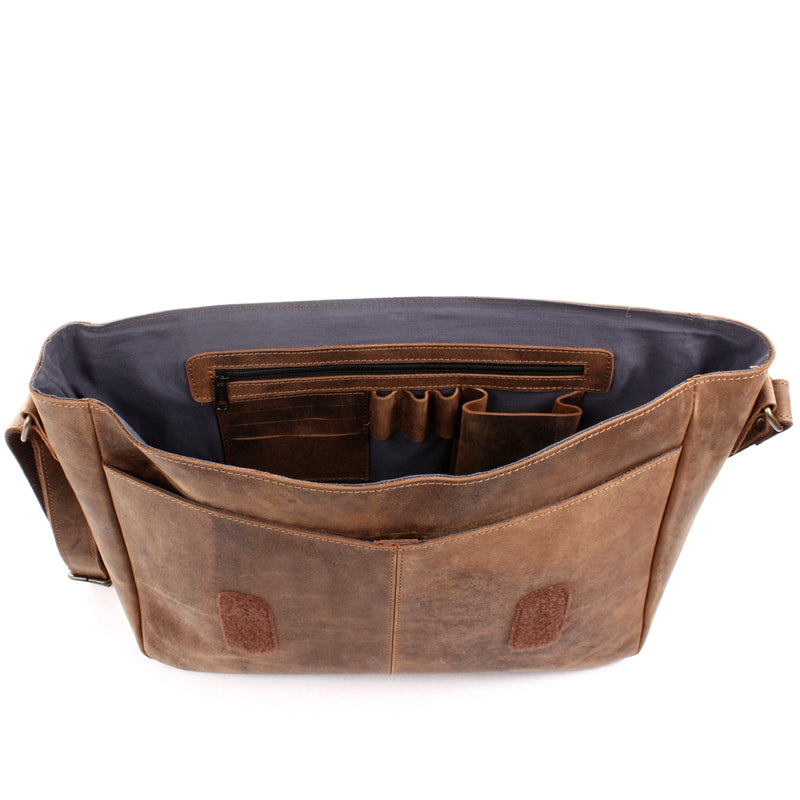 Leconi große Umhängetasche Schultertasche Messenger Bag Aktentasche Businesstasche Leder vintage braun LE3064 Bestseller