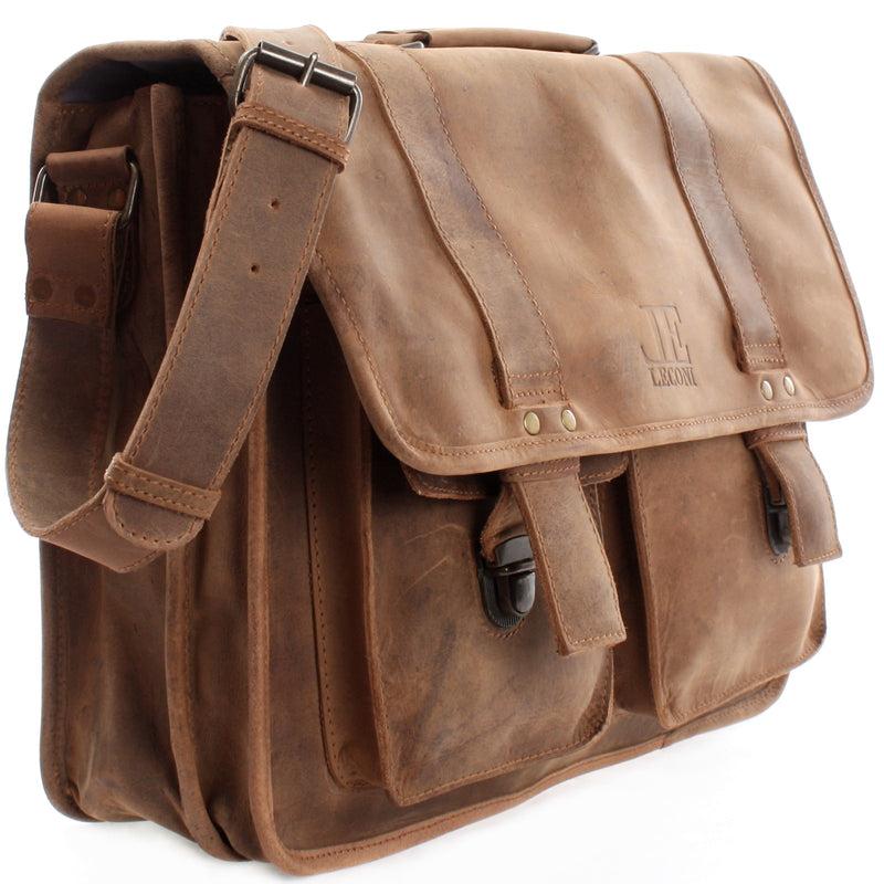 Leconi große Aktentasche Lehrertasche Businesstasche Leder vintage braun LE3030 Saisonale Angebote