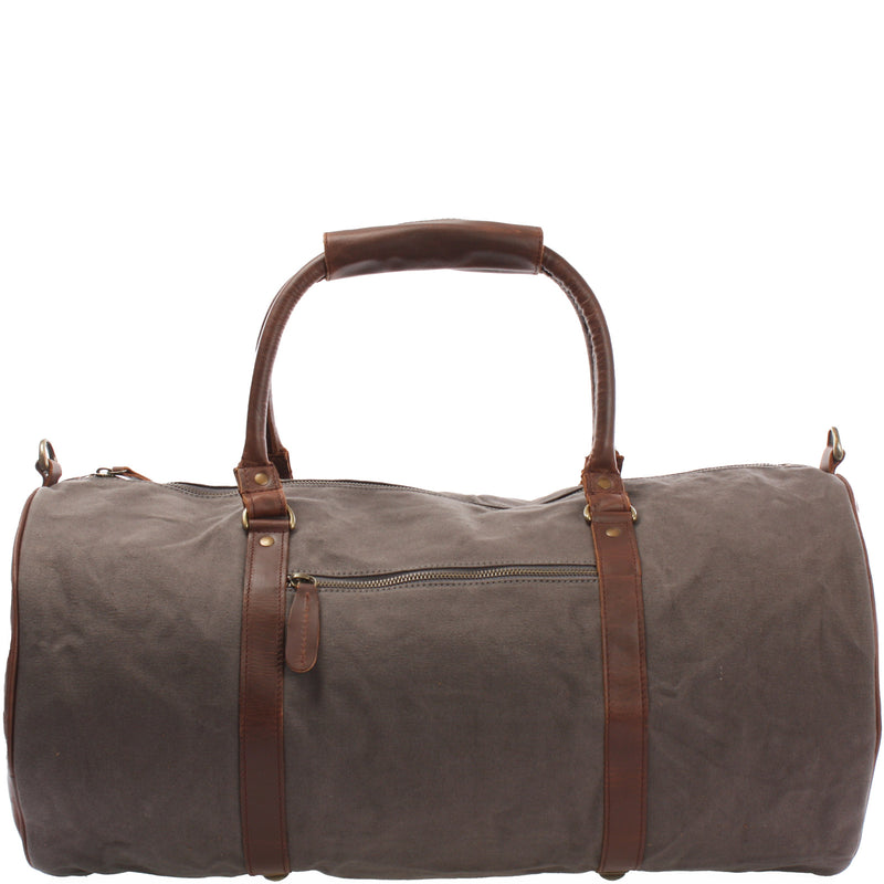 Leconi Weekender Reisetasche Sporttasche vintage Leder Canvas grau LE2004 Räumungsverkauf