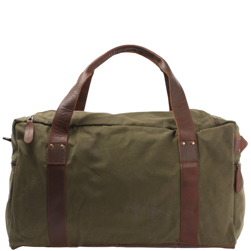 Leconi Weekender Sporttasche Reisetasche Damen Herren Leder Canvas grün LE2014 Kauf eins, bekomm eins gratis