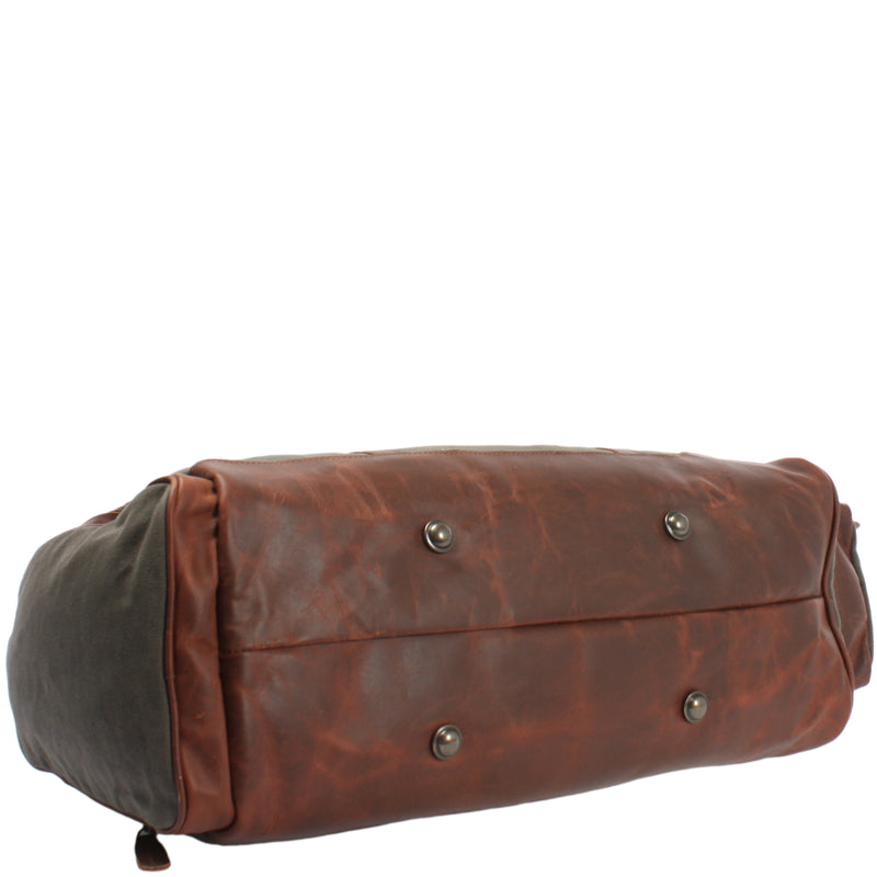 Leconi Reisetasche Weekender Sporttasche Damen Herren Leder Canvas grün LE2017 Tägliche Deals