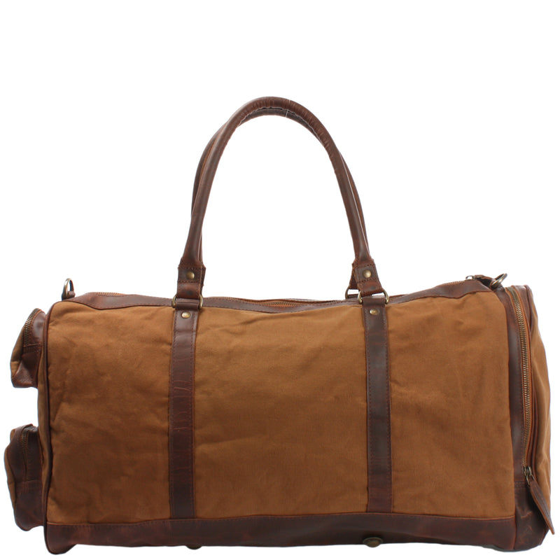 Leconi Reisetasche Weekender Sporttasche Leder Canvas cognac LE2017 Riesige Ersparnisse