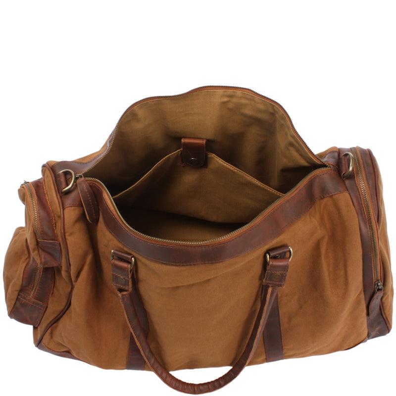 Leconi Reisetasche Weekender Sporttasche Leder Canvas cognac LE2017 Riesige Ersparnisse