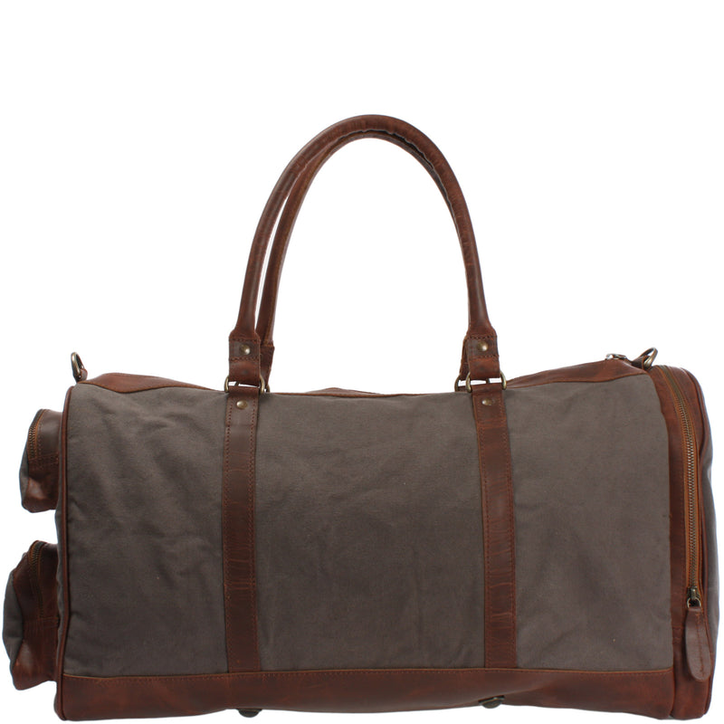 Leconi Reisetasche Weekender Sporttasche Damen Herren Leder Canvas grau LE2017 VIP-Rabatte