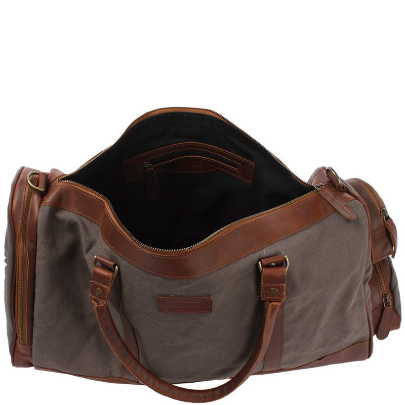 Leconi Reisetasche Weekender Sporttasche Damen Herren Leder Canvas grau LE2017 VIP-Rabatte