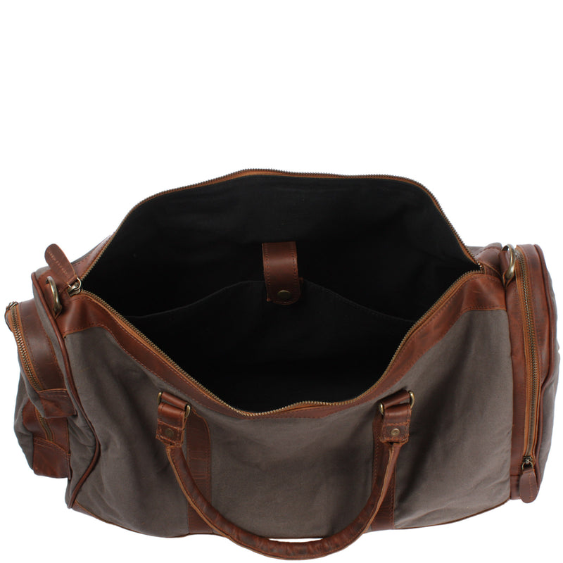Leconi Reisetasche Weekender Sporttasche Damen Herren Leder Canvas grau LE2017 VIP-Rabatte