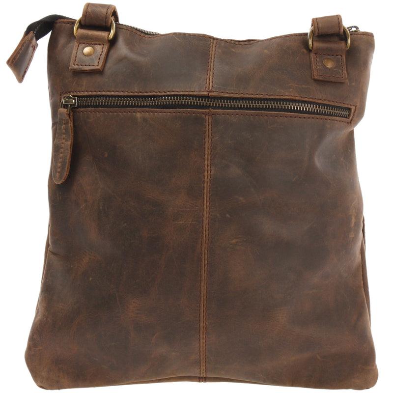 Leconi Umhängetasche Schultertasche Damen Herren Used Look Leder schlamm LE3011 Super Sparpreis