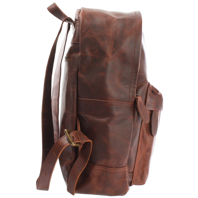 Leconi Rucksack Lederrucksack Freizeitrucksack Damen Herren Leder braun LE1009 Wochenangebot
