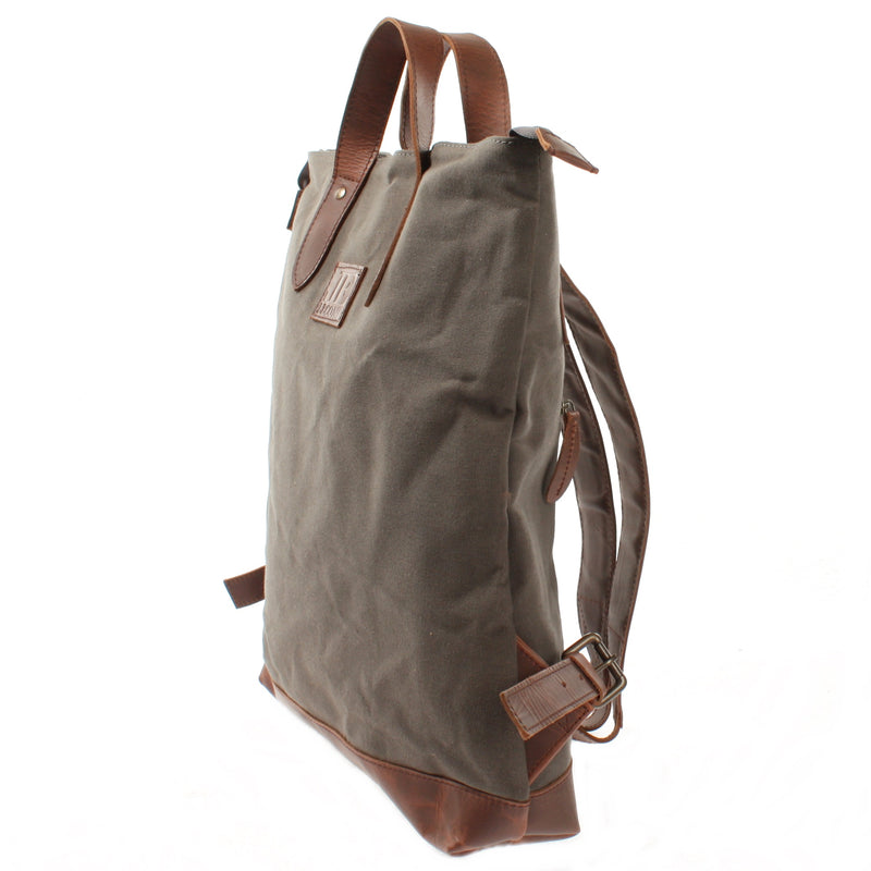 Leconi Freizeitrucksack Rucksack DIN A4 Canvas Leder grau LE1021 Kostenlose Rückgabe