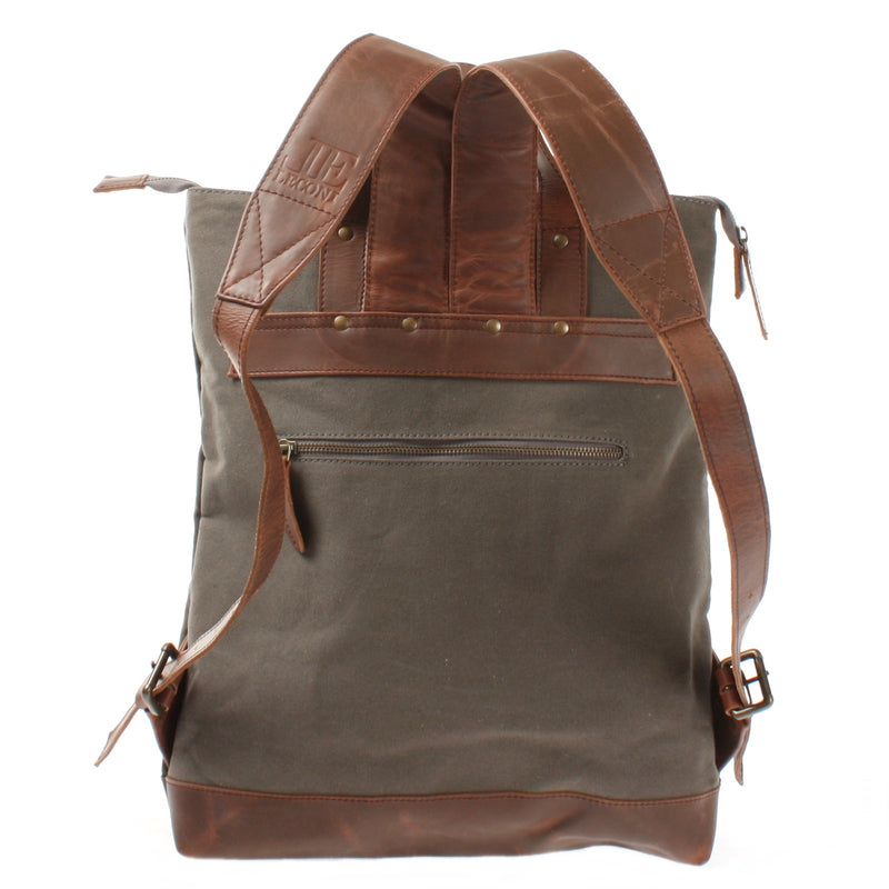 Leconi Freizeitrucksack Rucksack DIN A4 Canvas Leder grau LE1021 Kostenlose Rückgabe