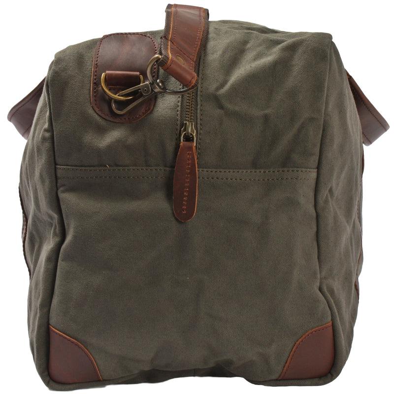 Leconi große Reisetasche Weekender Handgepäck Canvas Leder grün LE2020 Begrenzte Freigabe