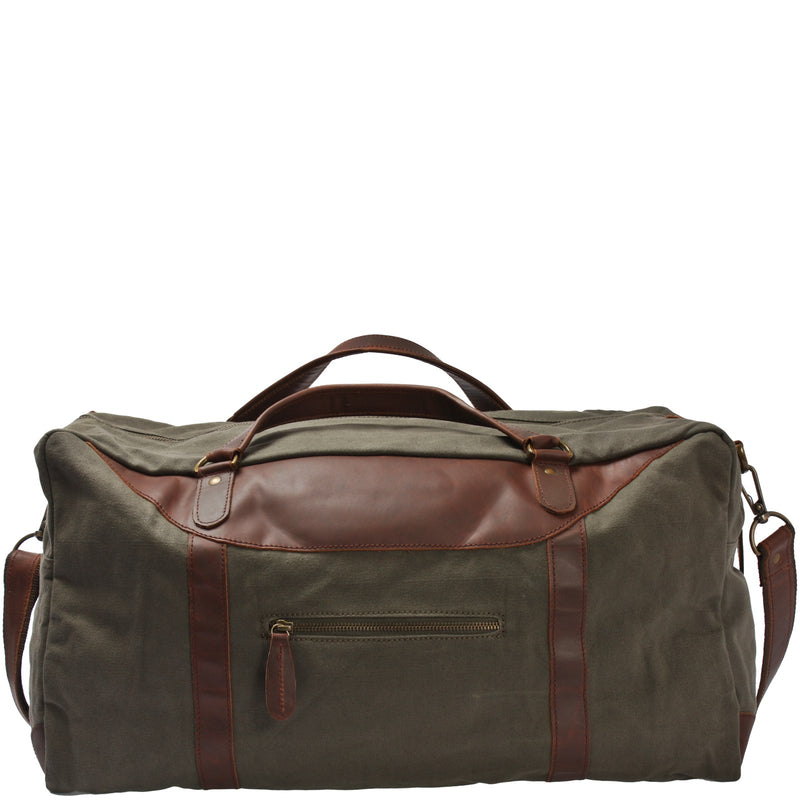 Leconi große Reisetasche Weekender Handgepäck Canvas Leder grün LE2020 Begrenzte Freigabe