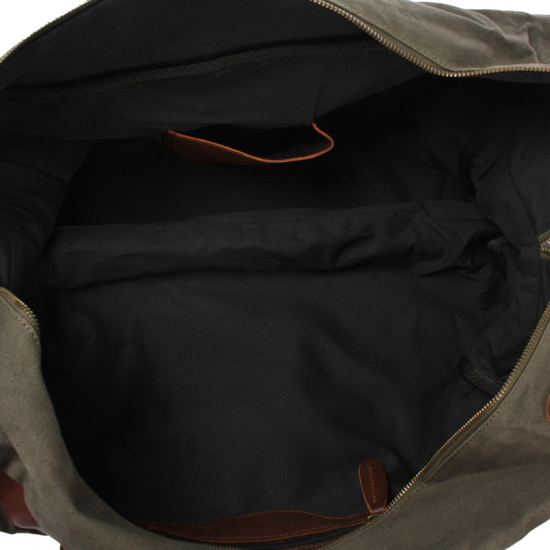 Leconi große Reisetasche Weekender Handgepäck Canvas Leder grün LE2020 Begrenzte Freigabe