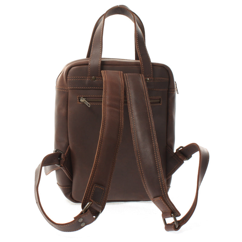 Leconi kleiner Rucksack Lederrucksack Leder dunkelbraun LE1028 Letzte 3 Tage