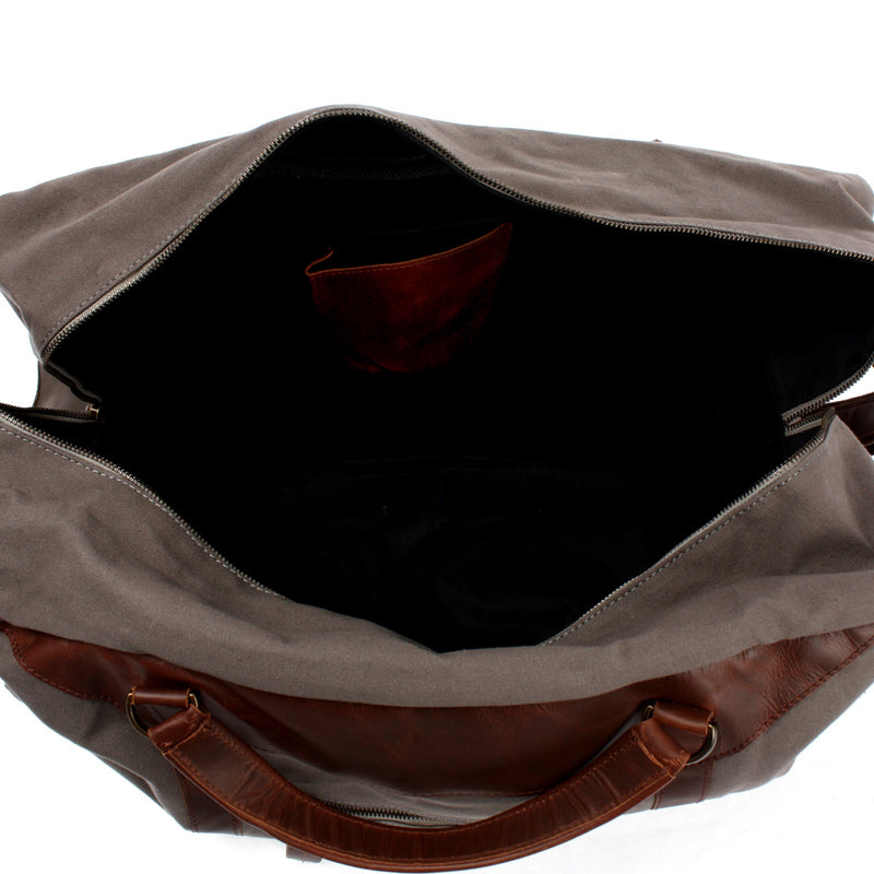 Leconi große Reisetasche Weekender Handgepäck Canvas Leder grau LE2020 JETZT KAUFEN