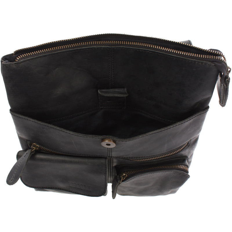 Leconi Umhängetasche Schultertasche Damen Herren Used Look Leder grau LE3011 Neueste Stile